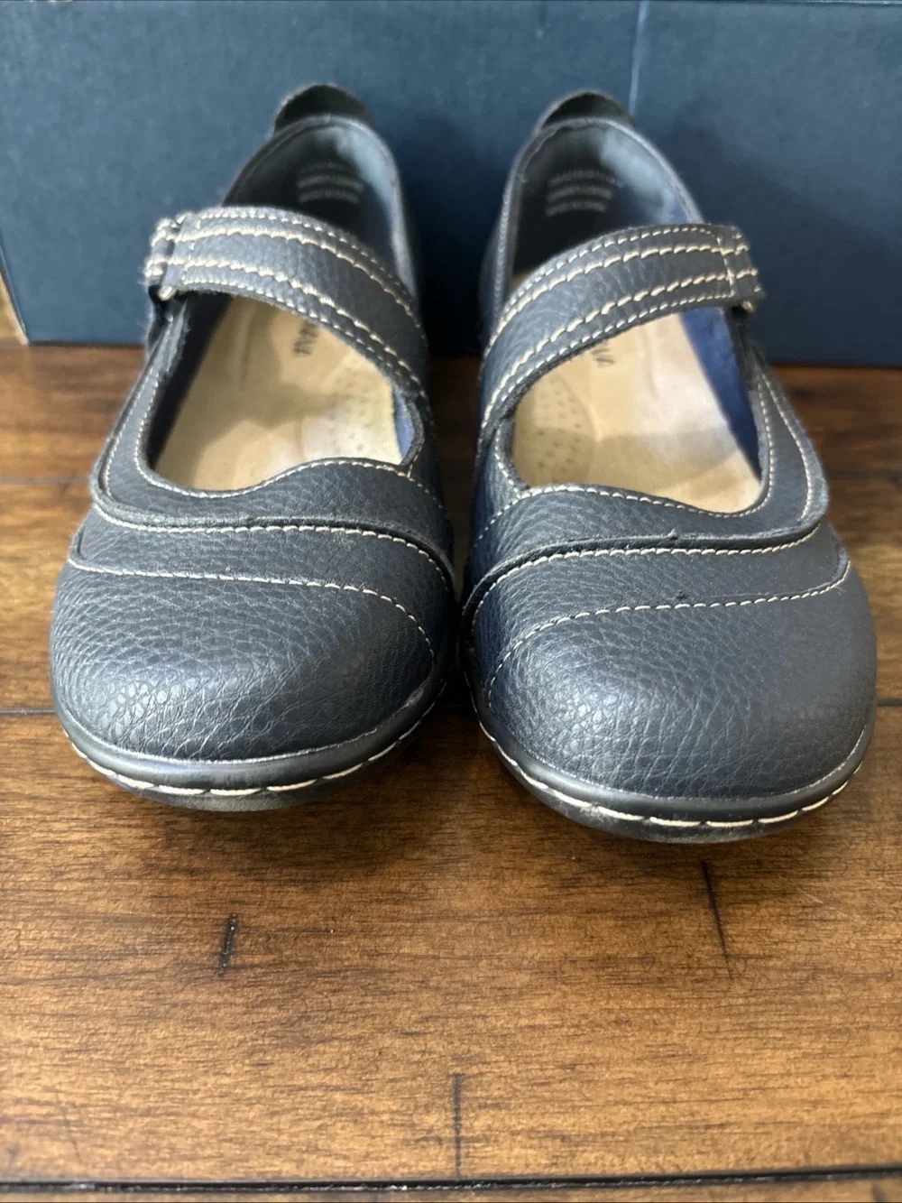 Talenava Women's Leather Mary Jane Flats Black Comfort Loafers Shoes Size US 6.5